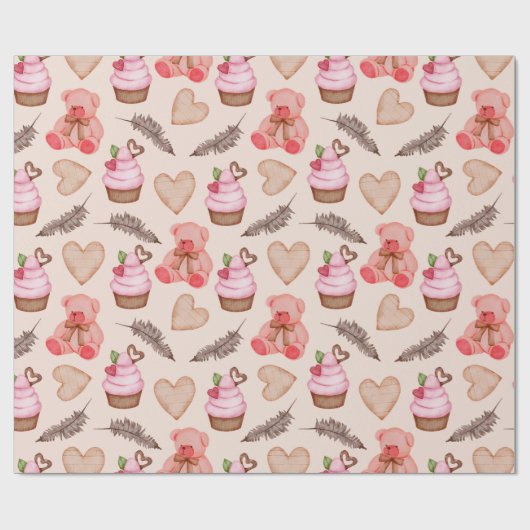 Teddy Bear Pattern Wrapping Paper Cadeaupapier (Vlak)