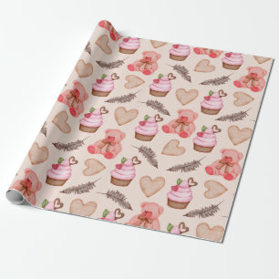Teddy Bear Pattern Wrapping Paper Cadeaupapier