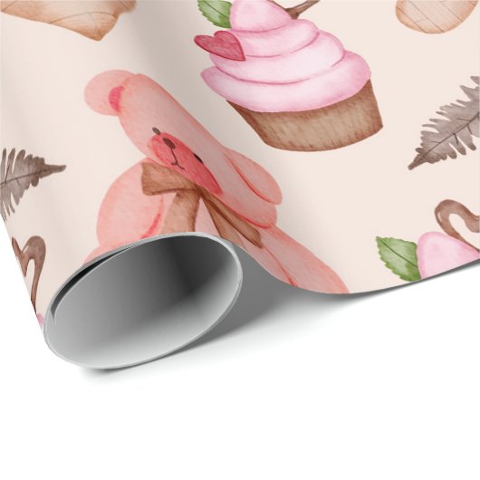 Teddy Bear Pattern Wrapping Paper Cadeaupapier (Rol Hoek)