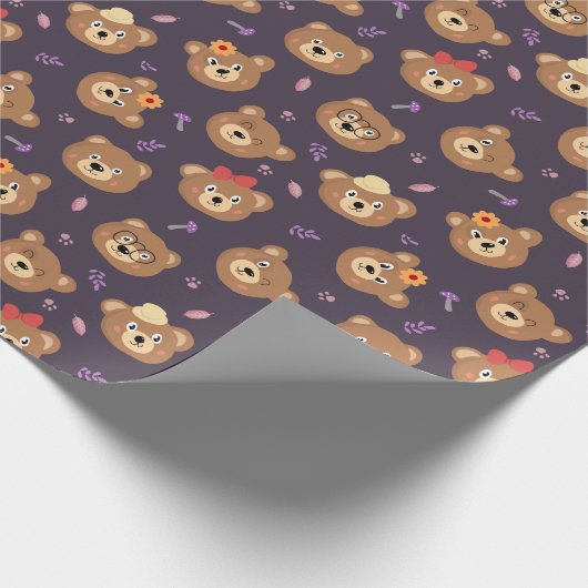 Teddy Bear Pattern Wrapping Paper Cadeaupapier (Hoek)