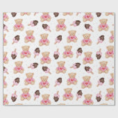 Teddy Bear Pattern Wrapping Paper Cadeaupapier (Vlak)