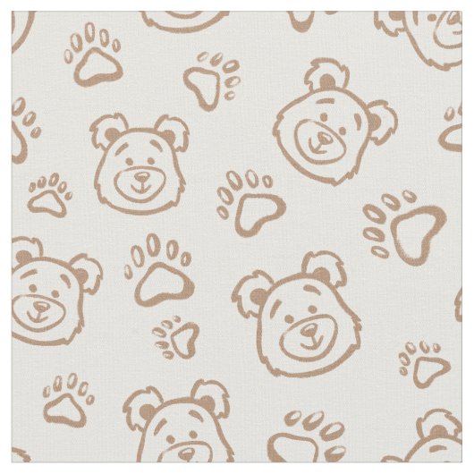Teddy Bear Paws Boho Boy Baby Kids Neutral Beige Stof (Close Up)