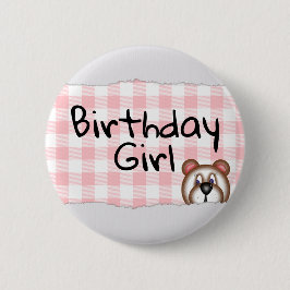 Teddy Bear Peekaboo verjaardag meisje Ronde Button 5,7 Cm