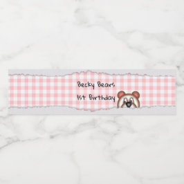 Teddy Bear Peekaboo verjaardag Waterfles Etiket