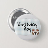 Teddy Bear Peekaboo verjaardagsjongen Ronde Button 5,7 Cm (Voorkant /achterkant)