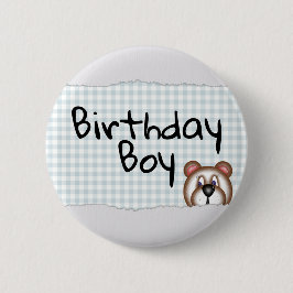 Teddy Bear Peekaboo verjaardagsjongen Ronde Button 5,7 Cm