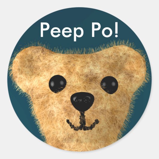 Teddy Bear (Peep po!) Ronde Sticker (Voorkant)