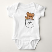 Teddy Bear Personalized Animal Pocket Romper (Voorkant)