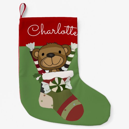TEDDY BEAR PERSONEEL CHRISTMAS STOCKING GIFTS KLEINE KERSTSOK (Voorkant)