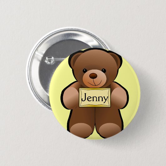 Teddy Bear Persoonlijke Button Pin (Voorkant /achterkant)