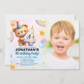 Teddy Bear Photo Birthday 4th for boy's Kaart (Voorkant)