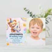 Teddy Bear Photo Birthday 4th for boy's Kaart (Staand voorkant)