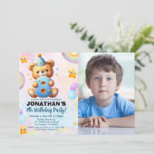 Teddy Bear Photo Birthday 8 for Boys Kaart (Staand voorkant)