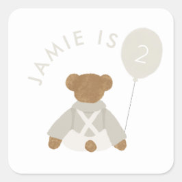 Teddy Bear Picknick Baby Verjaardag Vierkante Sticker