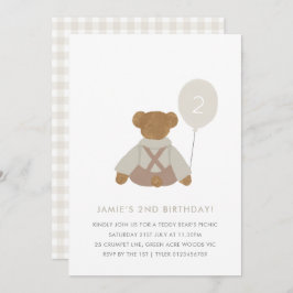 Teddy Bear Picknick Baby Verjaardagsuitnodiging Kaart