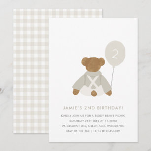Teddy Bear Picknick Baby Verjaardagsuitnodiging Kaart