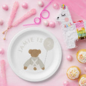 Teddy Bear Picknick Baby Verjaardagsuitnodiging Papieren Bordje (Feest)
