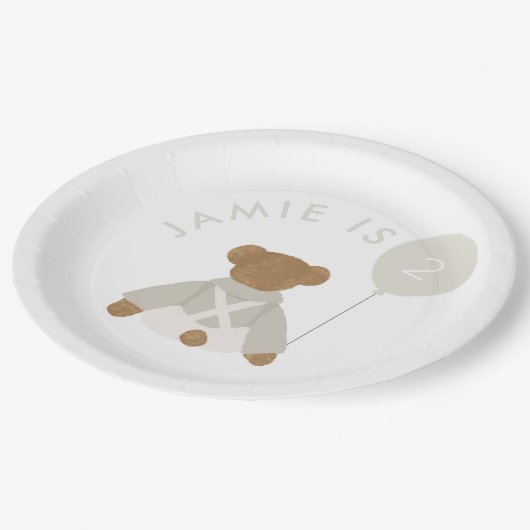 Teddy Bear Picknick Baby Verjaardagsuitnodiging Papieren Bordje (Gekanteld)