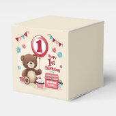 Teddy Bear picknick Happy 1st Birthday Paper Bord Bedankdoosjes (Voorkant Zijde)