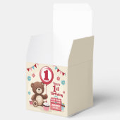 Teddy Bear picknick Happy 1st Birthday Paper Bord Bedankdoosjes (Geopend)