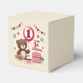 Teddy Bear picknick Happy 1st Birthday Paper Bord Bedankdoosjes (Achterkant)