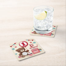 Teddy Bear picknick Happy 1st Birthday Paper Bord