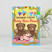 Teddy Bear picknick Kinder partij Kaart (Staand voorkant)
