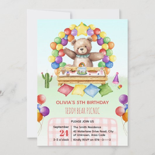 Teddy Bear Picknick Kinderen en Kinderen Verjaarda Kaart (Voorkant)