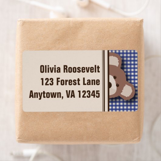 Teddy Bear Picknick Label - Blauw Gingham (Insitu)