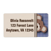 Teddy Bear Picknick Label - Blauw Gingham (Voorkant)