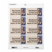 Teddy Bear Picknick Label - Blauw Gingham (Full Sheet)