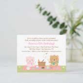 Teddy Bear picknick Tea Party verjaardagsuitnodigi Kaart (Staand voorkant)