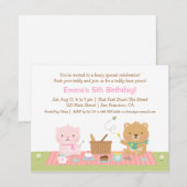 Teddy Bear picknick Tea Party verjaardagsuitnodigi Kaart (Voorkant / Achterkant)