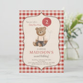 Teddy Bear Picknick Verjaardagsfeestuitnodiging Kaart (Staand voorkant)