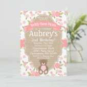 Teddy Bear Picknick Verjaardagsfeestuitnodiging Kaart (Staand voorkant)