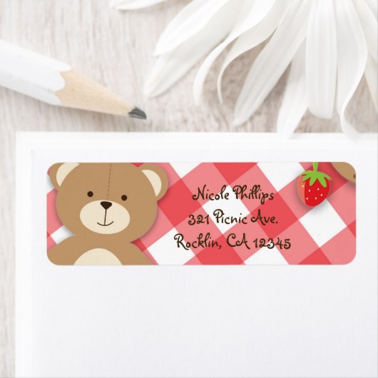 Teddy Bear Picknick Zomer Verjaardagsfeest Uitnodi Etiket (Insitu)