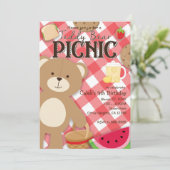 Teddy Bear Picknick Zomer Verjaardagsfeest Uitnodi Kaart (Staand voorkant)