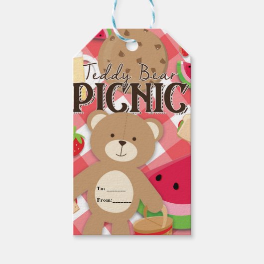 Teddy Bear Picknick Zomer Verjaardagsfeestje Cadeaulabel (Voorkant)