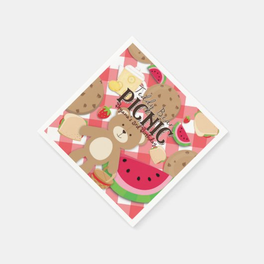 Teddy Bear Picknick Zomer Verjaardagsfeestje Custo Servet (Hoek)