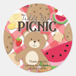 Teddy Bear Picknick Zomer Verjaardagsfeestje Ronde Sticker