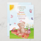 Teddy Bear Picnic Baby shower Kaart (Voorkant / Achterkant)