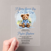 Teddy Bear Picnic Beary Special Boy Baby shower Acryl Uitnodigingen (Insitu (Draagbaar))