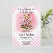 Teddy Bear Picnic Beary Special Girl Baby shower Kaart (Staand voorkant)