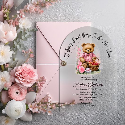 Teddy Bear Picnic Beary Sweet Baby shower Acryl Uitnodigingen