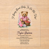 Teddy Bear Picnic Beary Sweet Baby shower Acryl Uitnodigingen (Voorkant)