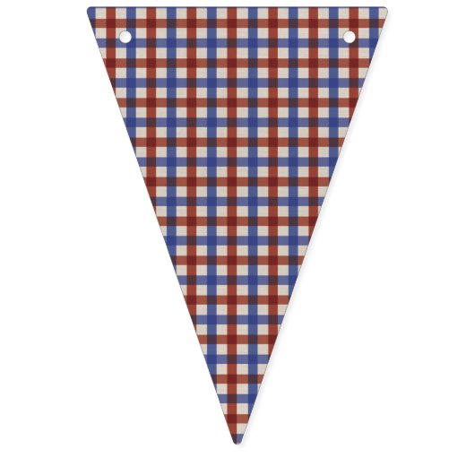Teddy Bear Picnic Birthday Blue en Red Gingham Vlaggetjes (Eerste vlag)