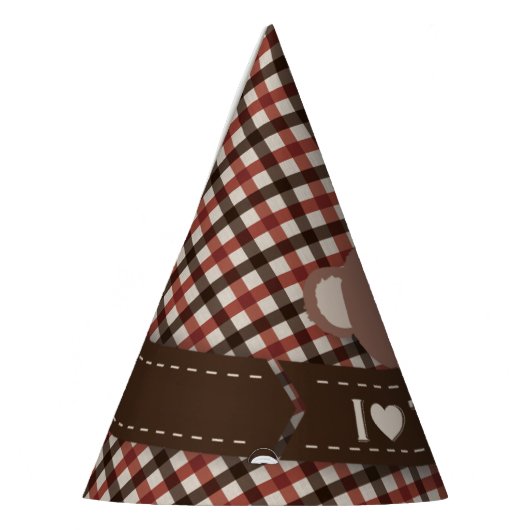 Teddy Bear Picnic Birthday - Brown en Red Gingham Feesthoedjes (Links)