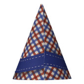 Teddy Bear Picnic Birthday - Red en Blue Gingham Feesthoedjes (Achterkant)