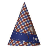 Teddy Bear Picnic Birthday - Red en Blue Gingham Feesthoedjes (Links)