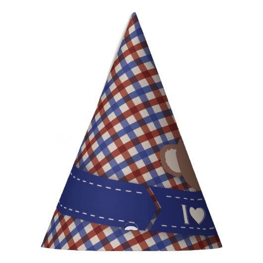 Teddy Bear Picnic Birthday - Red en Blue Gingham Feesthoedjes (Links)